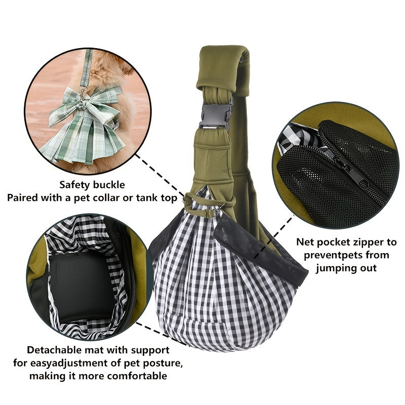 Comfortable Pet Pal Sling Carrier - Backpacks for Hands-Free Outdoor Adventures with Breathable Dog Shoulder Bag and Adjustable Straps for Small to Medium-Sized Pets