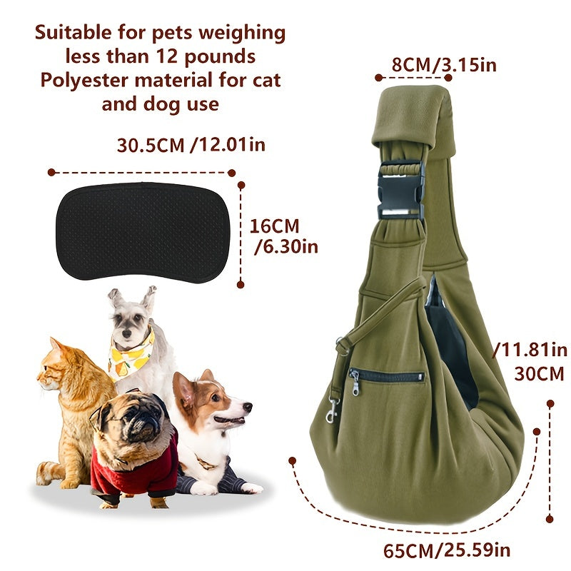 Comfortable Pet Pal Sling Carrier - Backpacks for Hands-Free Outdoor Adventures with Breathable Dog Shoulder Bag and Adjustable Straps for Small to Medium-Sized Pets