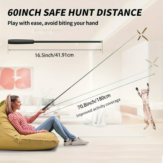 Four-section Telescopic Cat Rod, Extended Cat Toy, Pet Supplies